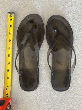 SZ 9 Women's Classic Dark Gray Jelly Flip Flop Sandals